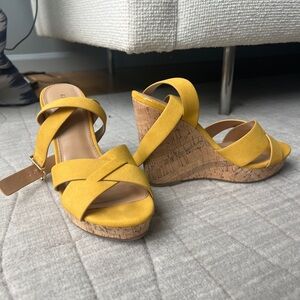 Express Yellow Wedge Sandals